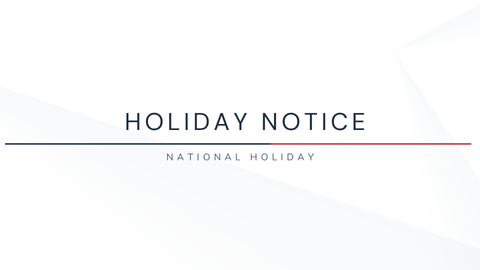Holiday Notice! (National Day 1st Oct 2026)