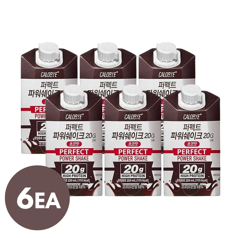 [칼로바이] 퍼펙트 파워쉐이크 초코 250ml*6 (프로틴 20g)