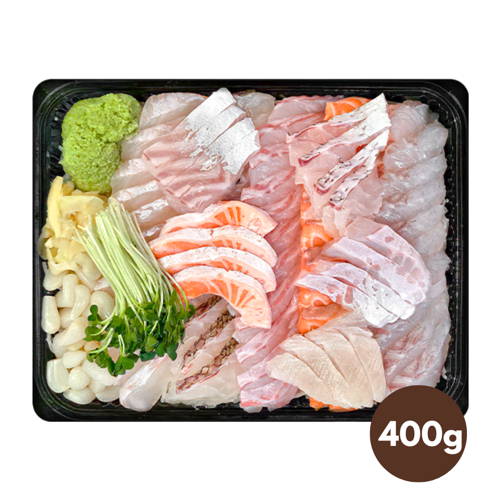 [Preorder] Sliced Raw Korean Fish Set B (Grouper Fish + Flatfish+ Sea Bream + Salmon) (400g/600g)