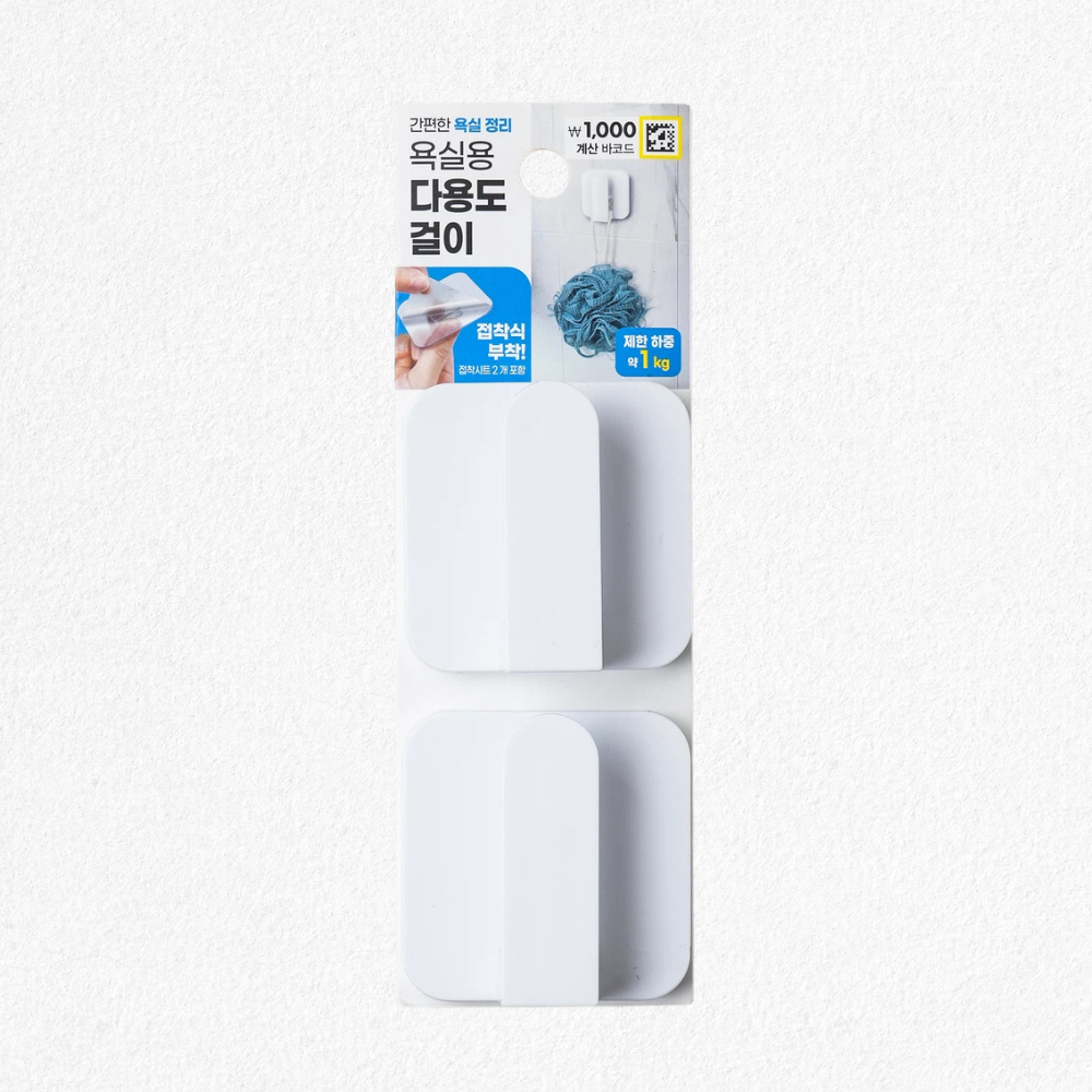 [DAISO] 免鑽牆黏貼單格掛鈎 2件裝 (可承重1kg)
