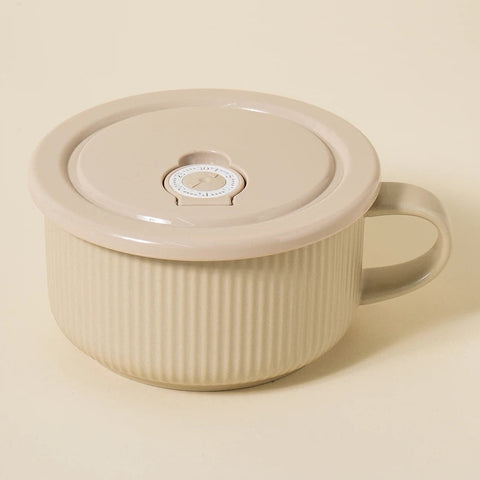 [Daiso] Ceramic Soup Bowl with Handle 560ml