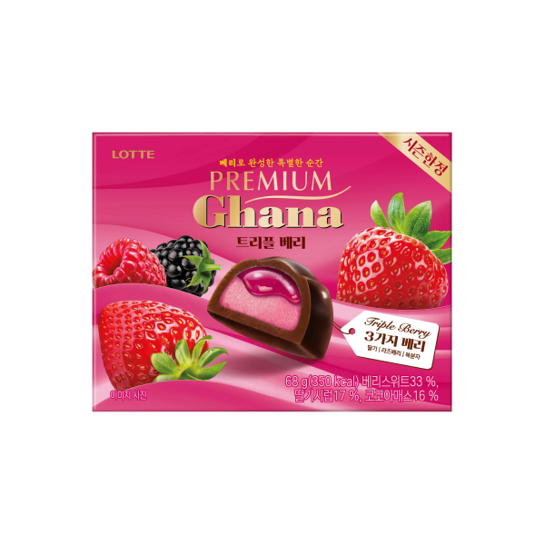 [롯데] 겨울한정! 프리미엄 가나 트리플 베리 (딸기+라즈베리+복분자) 68g