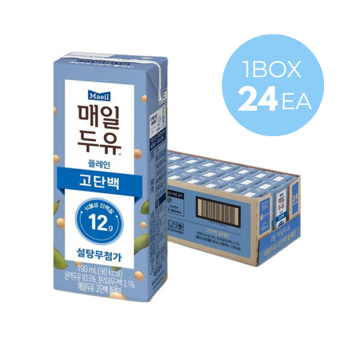 [Maeil Dairy] Maeil Soy Milk 190ml*24 - Zero Sugar & High Protein (12g)
