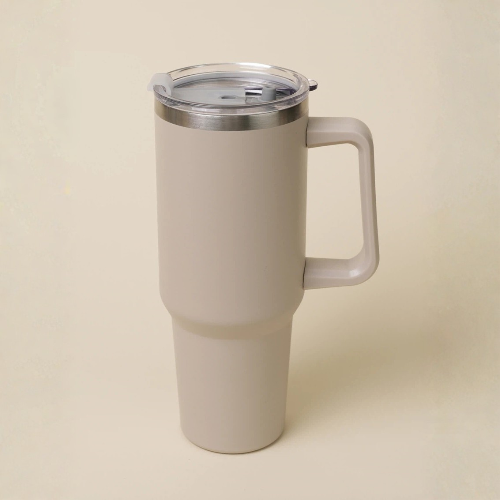 [DAISO] 大容量手柄保溫杯1200ml (淺啡色)