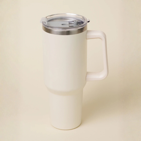 [DAISO] Insulated Travel Tumbler with Handle 1200ml (Ivory)