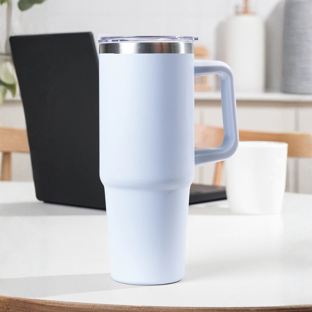 [DAISO] 大容量手柄保溫杯 900ml (藍色)