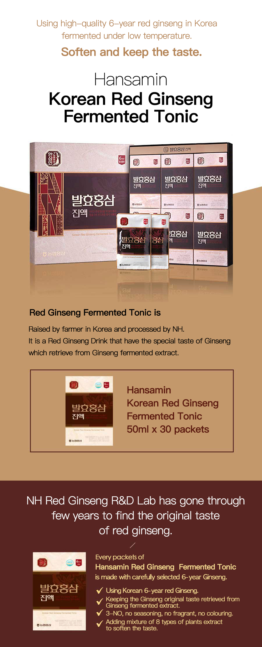 韓國食品-[Hansamin] Red Ginseng Extract 50ml x 30 (Regulate Blood Sugar Level)