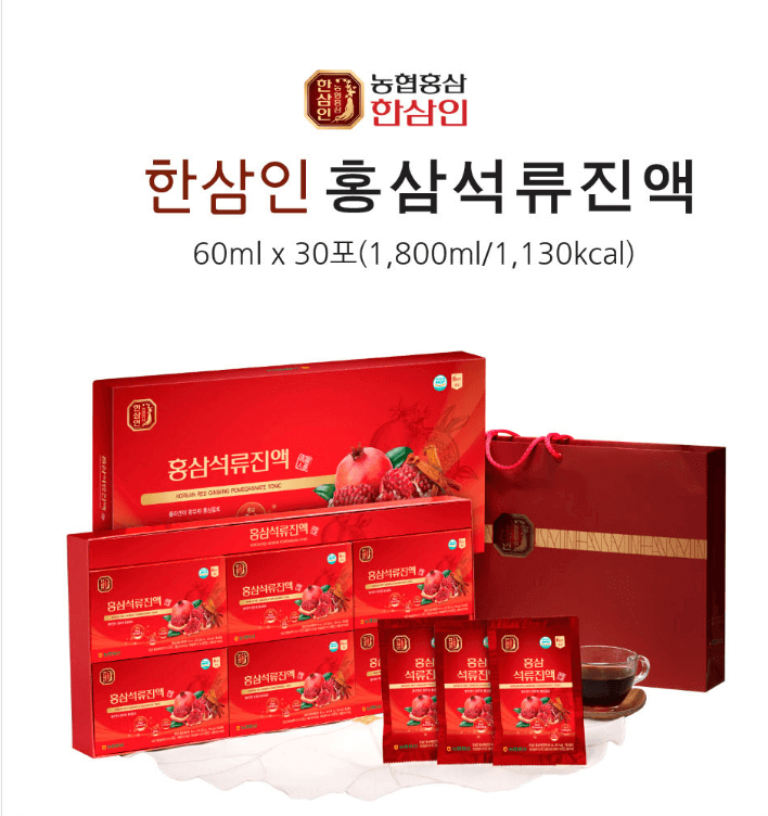 韓國食品-[Hansamin] Red Ginseng Pomegranate Juice 60ml*30