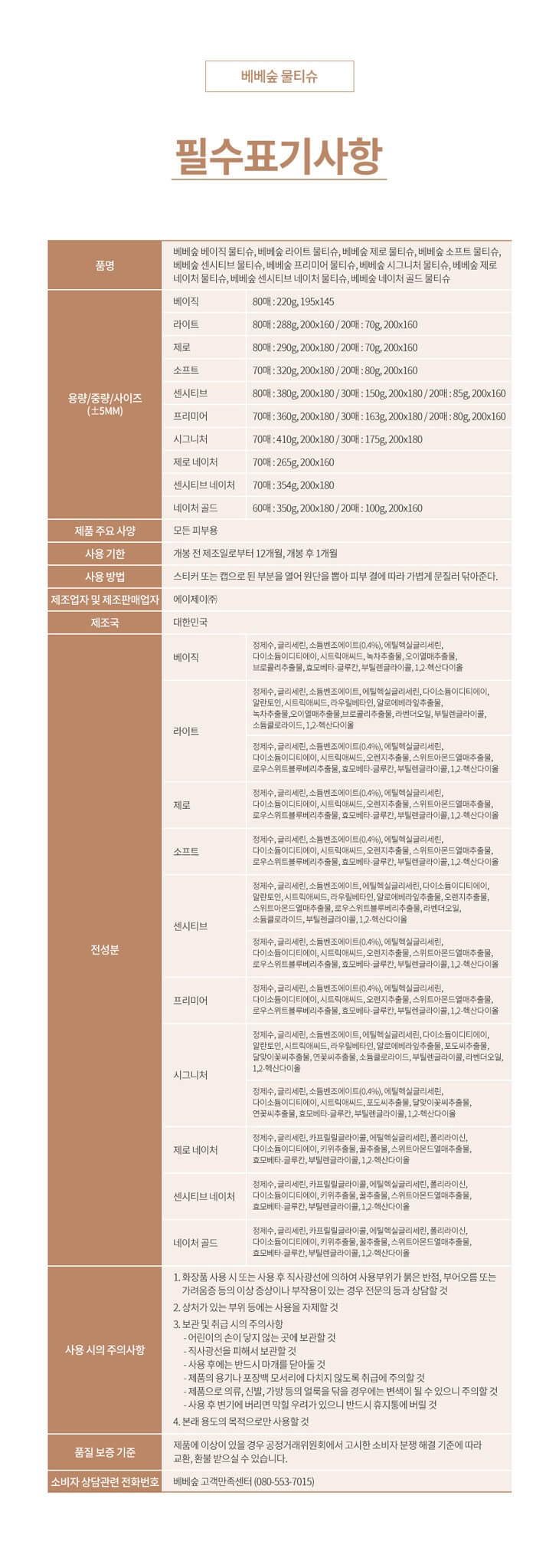 韓國食品-[베베숲] 센시티브 물티슈 80매