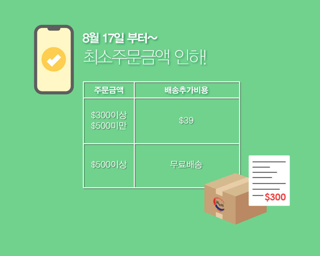 韓國食品-최소주문금액 인하