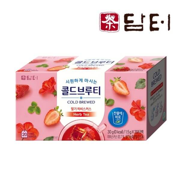 韓國食品-[Damtuh] Cold Brew Tea Strawberry Hibiscus 1.5g*20t