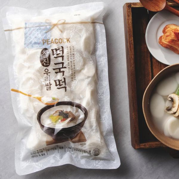 韓國食品-(Expiry Date: 18/6/2024) [Peacock] 高級韓國米製湯用年糕 1kg