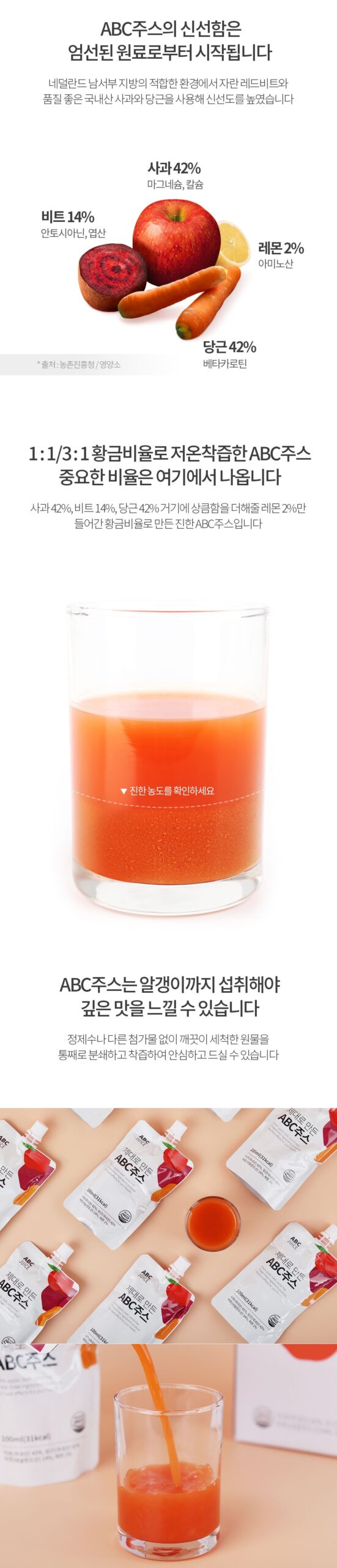韓國食品-[Kim Jae Sik Health Food] ABC果汁 100ml*30