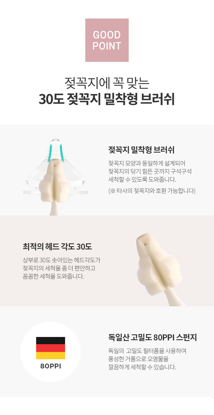 韓國食品-[모윰] 스펀지 젖꼭지 브러쉬 (코랄베이지) 2ea