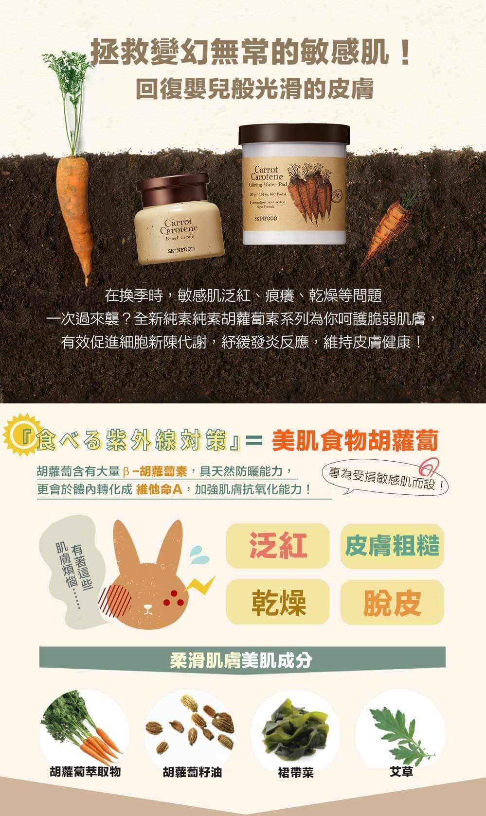 韓國食品-[Skinfood] 純素胡蘿蔔素鎮靜護理墊 250g (60 pads)