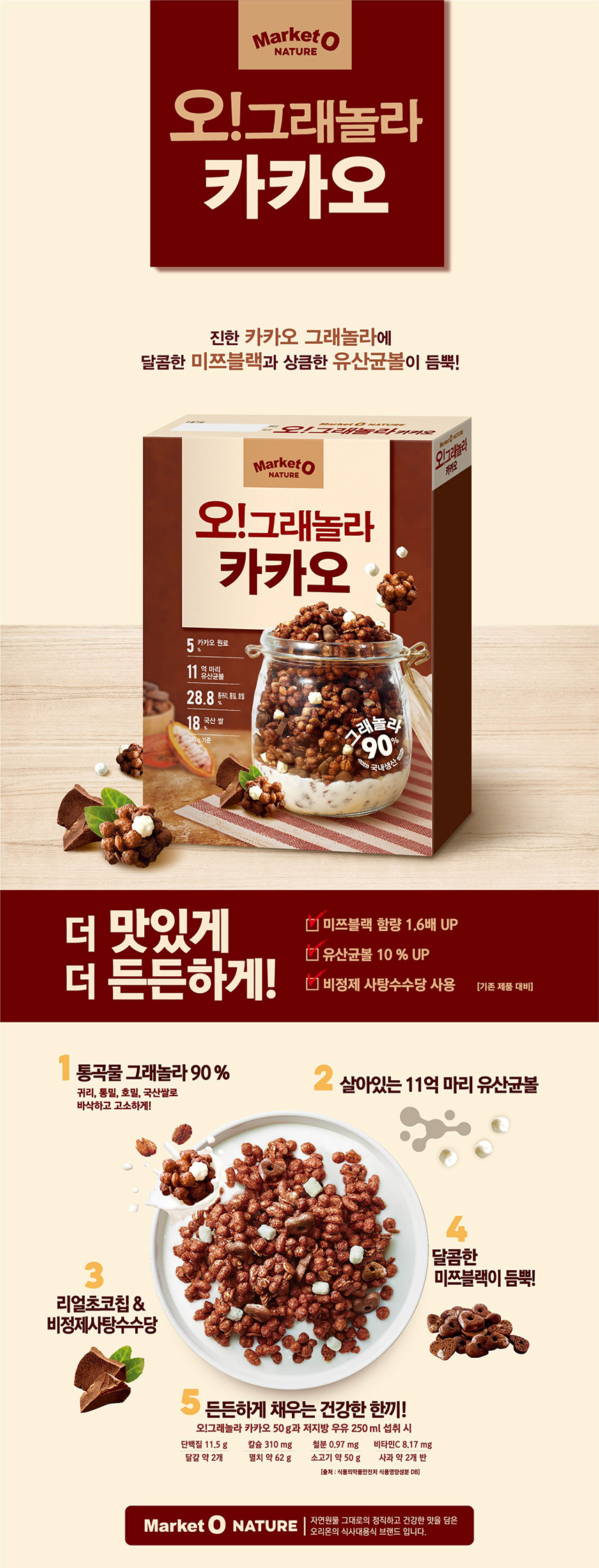 韓國食品-[오리온] 오그래놀라 (카카오 & 유산균볼) 600g