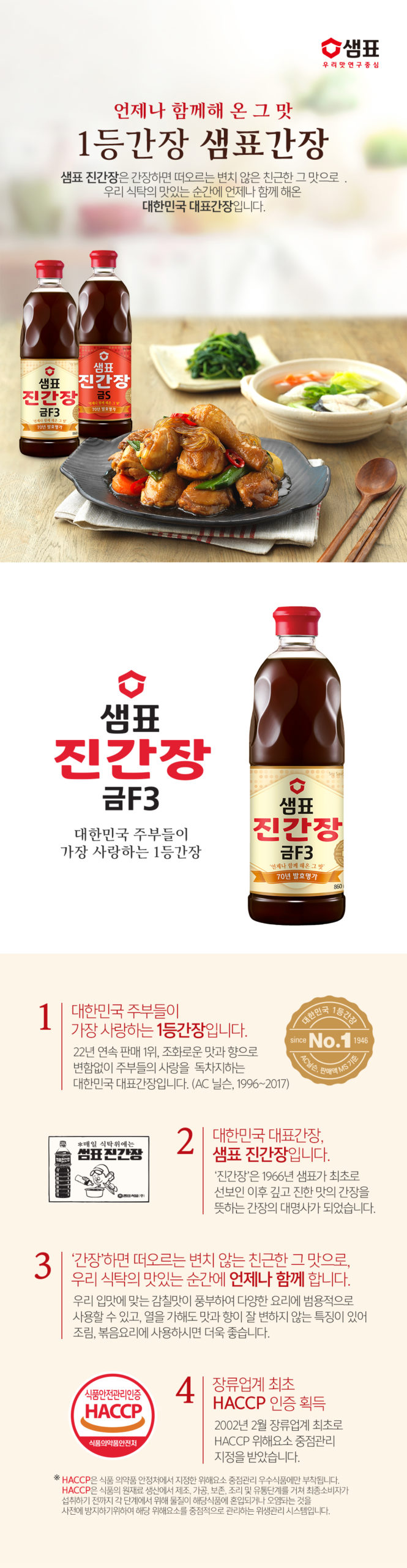 韓國食品-[샘표] 진간장금F3 860ml