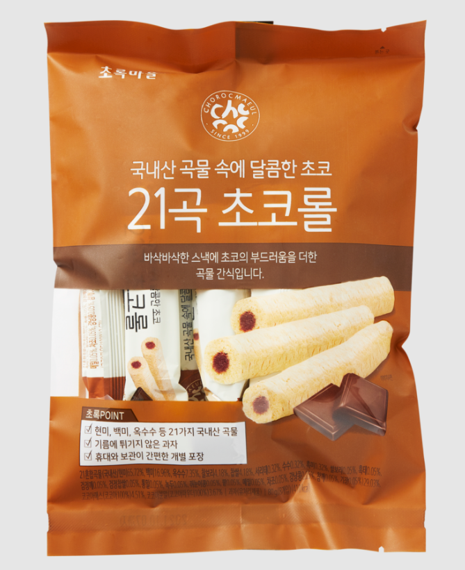韓國食品-[Choroc] 21 Cereal Rolls (Chocolate) 80g