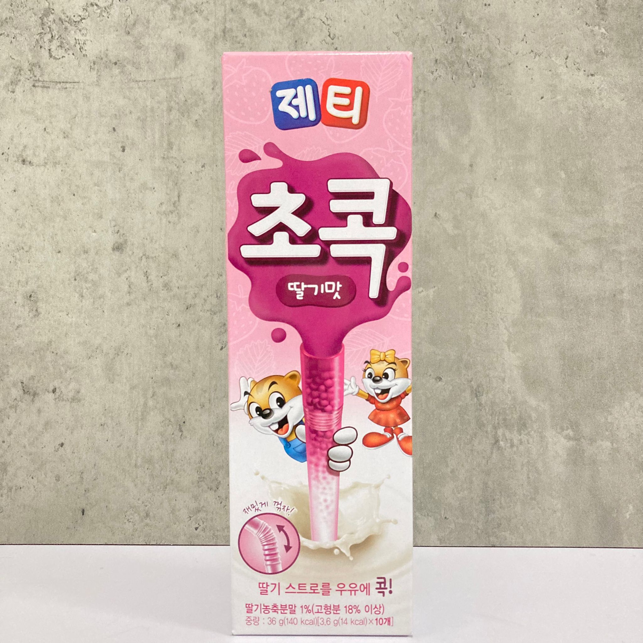 韓國食品-[東西] Jetty牛奶飲管 (士多啤梨) 36g