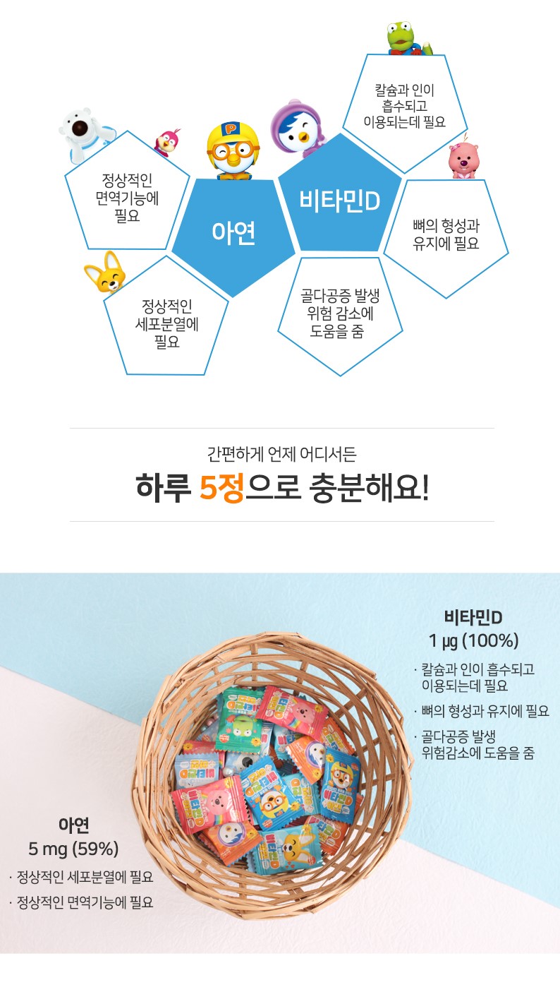 韓國食品-[Bebemorin] VitaminD+Zinc Candy (Peach) 1.2g*500