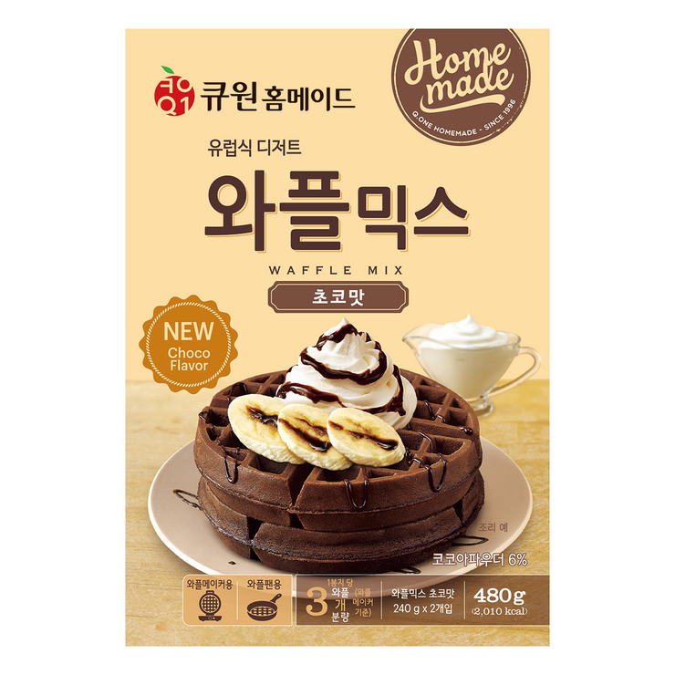 韓國食品-[큐원] 와플믹스 (초코) 480g