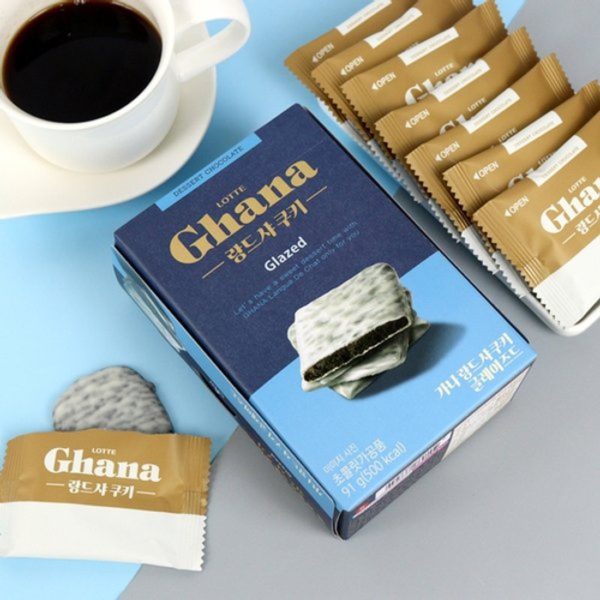 韓國食品-[Lotte] Ghana Langue de chat Cookie (Glazed) 91g