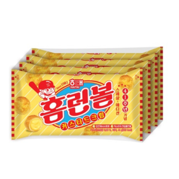 韓國食品-[해태] 홈런볼 커스타드크림 41g*4봉