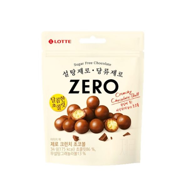 韓國食品-[Lotte] Zero Crunchy Chocolate Ball 34g