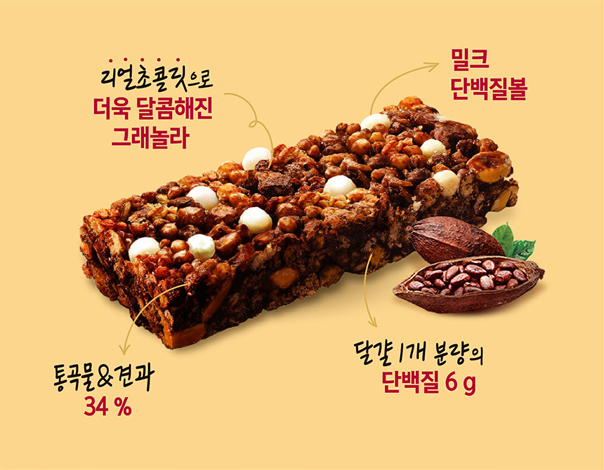 韓國食品-오리온 오 그래놀라 단백질바 480g