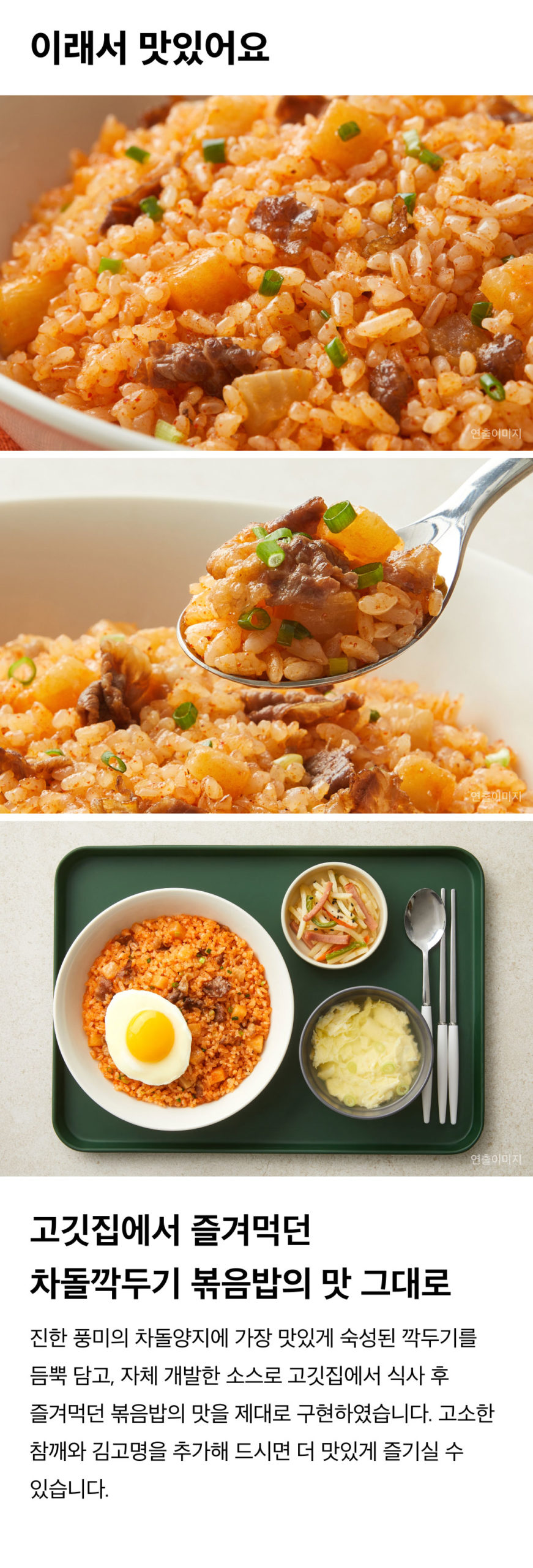 韓國食品-[CJ] Frozen Fried Rice with Beef Brisket and Kaktugi Sliced Radish Kimchi 410g