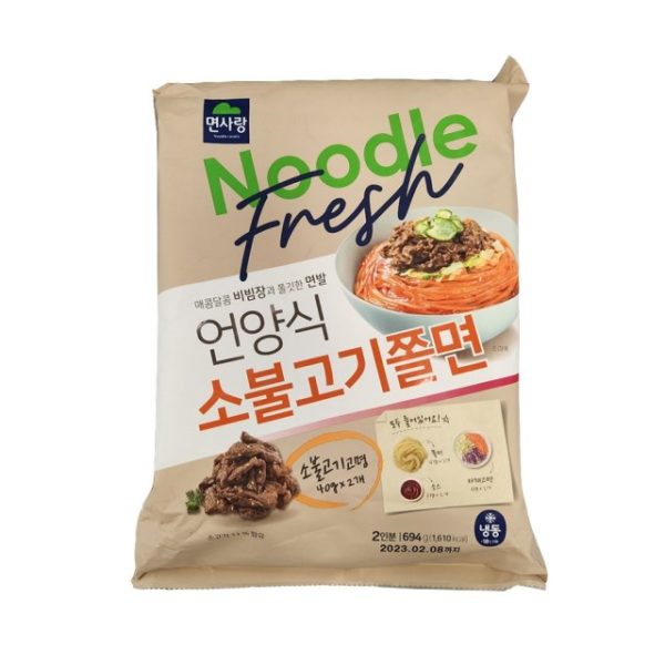 韓國食品-[면사랑] 언양식 소불고기 쫄면 2인분 694g
