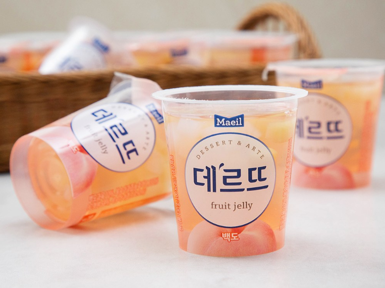 韓國食品-[매일유업] 데르뜨 백도젤리 130g