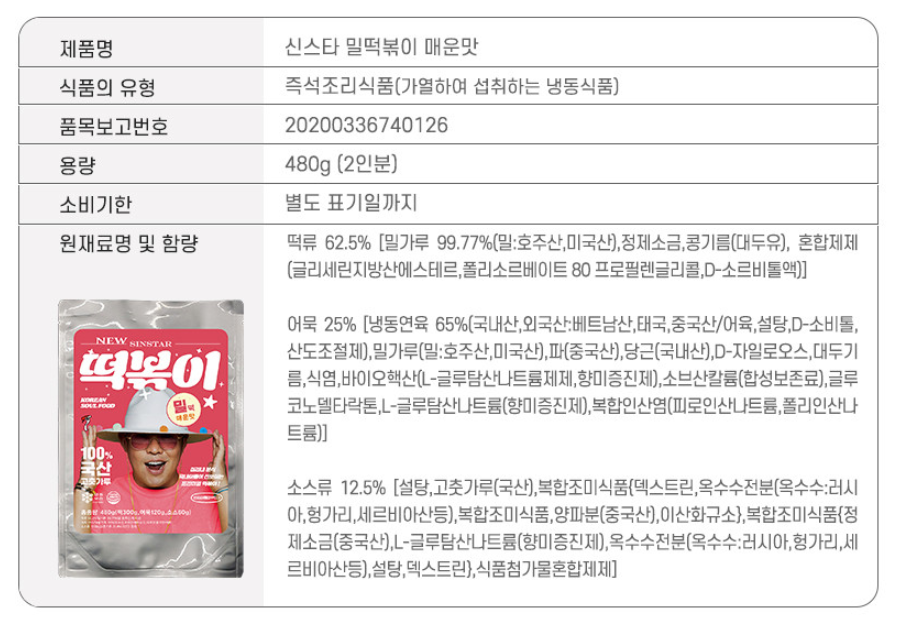 韓國食品-[Sinstar Wheat] Wheat Rice Cake Tteokbokki (Spicy) 500g