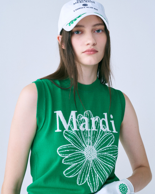 [Mardi Mercredi] MARDI FLOWER SLEEVELESS KNIT TOP_GREEN IVORY - New World E  SHOP_Korean Food