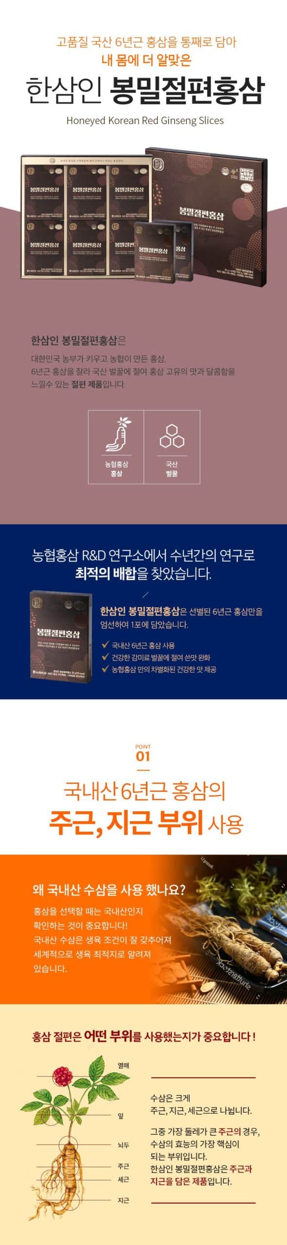 韓國食品-[한삼인] 봉밀절편홍삼 20g x 6개입 (선물세트 9월 9일부터 배송합니다.)