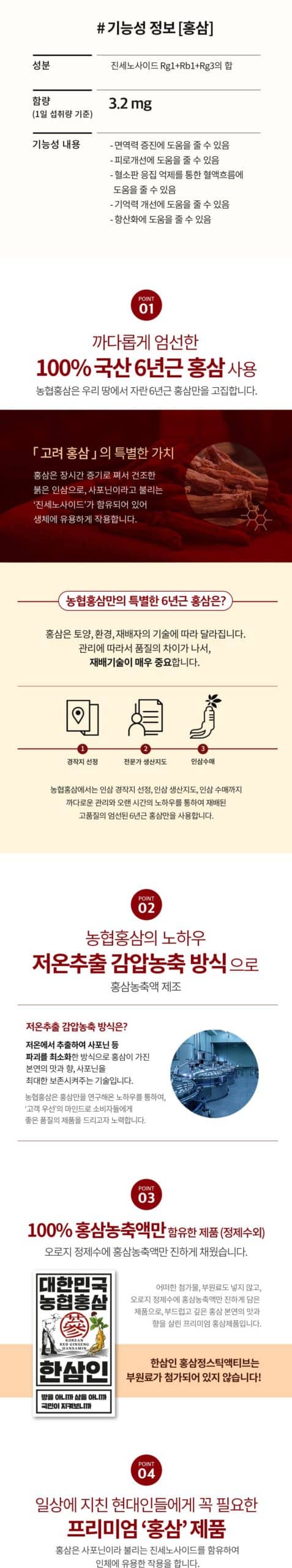 韓國食品-[Hansamin] Red Ginseng Jung Stick [Active] (10ml*32)