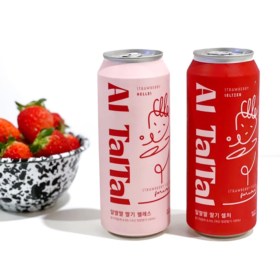 韓國食品-[CU] 알딸딸 딸기 셀처 맥주 500ml (알코올 5.5%)