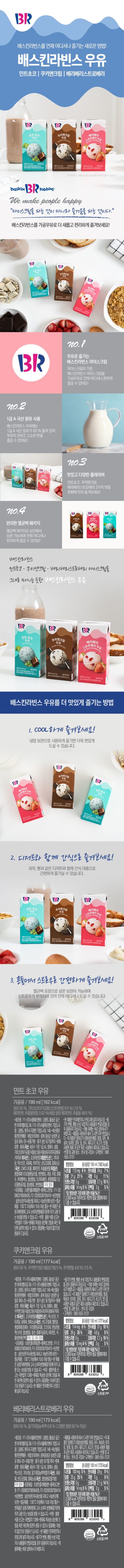 韓國食品-[배스킨라빈스] 멸균우유 190mL – 4종