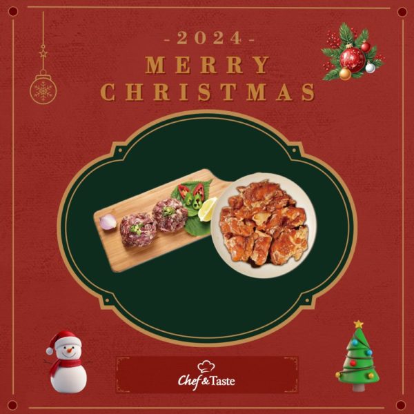 韓國食品-[🎄Christmas Party BBQ Set💝] 醬醃手撕牛肉 500g + 韓式醬油醃雞 400g