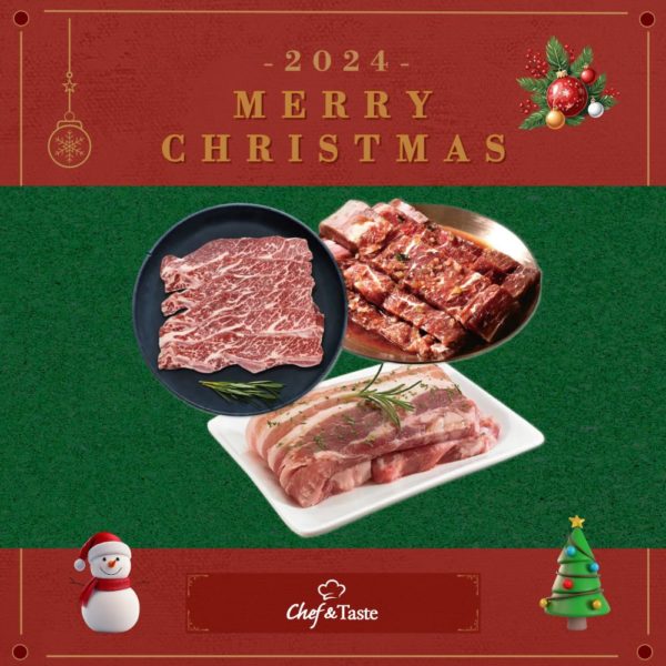 韓國食品-[🎄Christmas Party BBQ Set💝] LA Style Short Ribs (No Marinated) + Po Cheon-style Marinated Beef Short Ribs + Herb-aged Pork Belly