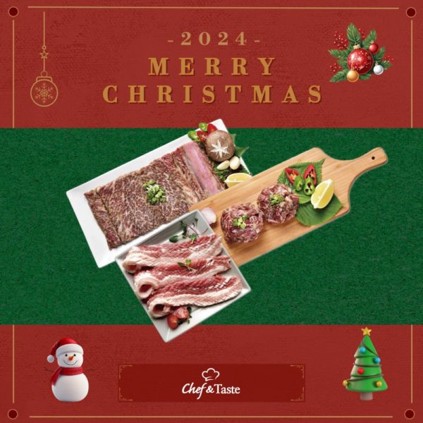 韓國食品-[🎄Christmas Party BBQ Set💝] Suwon-style Marinated Beef Short Ribs 1pc + Hand-tossed Beef Meatloaf 500g + Pork Belly cut in Bee-hive style 400g