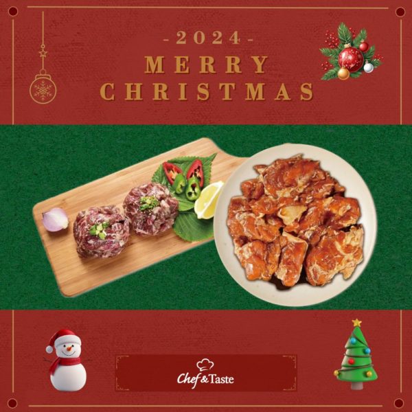 韓國食品-[🎄Christmas Party BBQ Set💝] 醬醃手撕牛肉 500g + 韓式醬油醃雞 400g