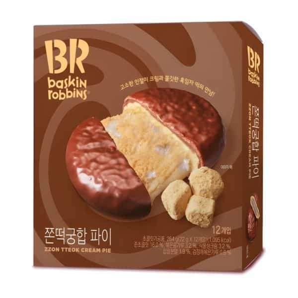 韓國食品-[BR31冰淇淋] Baskin Robbins 黑芝麻黃豆年糕麻糬夾心朱古力批 264g