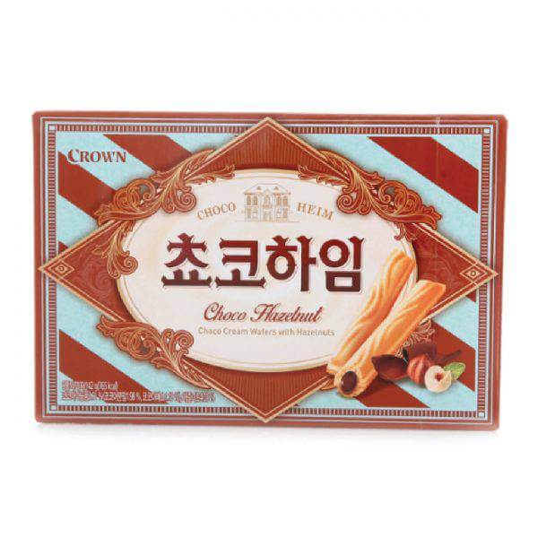 韓國食品-[皇冠] 朱古力夾心條 142g